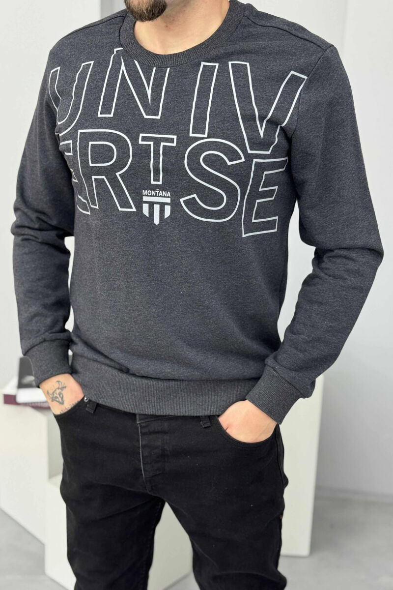 ONE COLOR FRONT WRITTINGS MEN SWEATSHIRT DARK GREY/GEE - 2