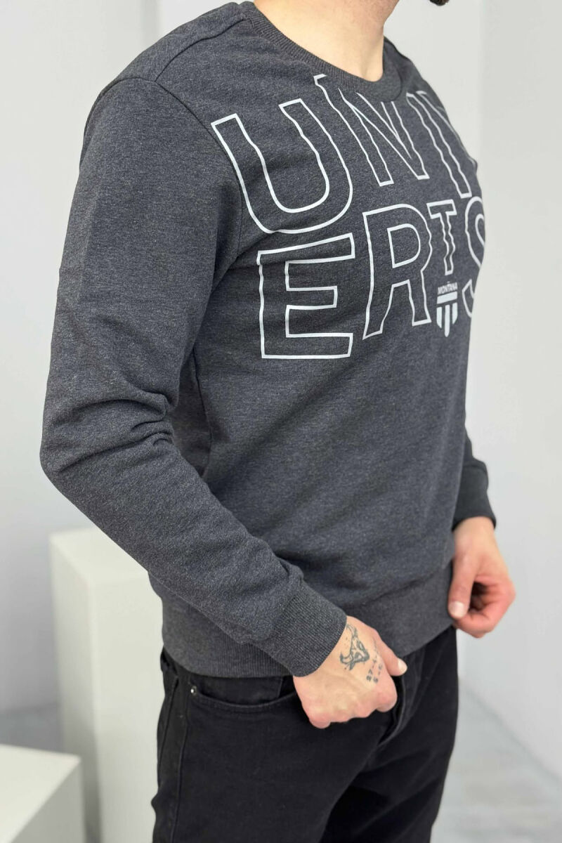 ONE COLOR FRONT WRITTINGS MEN SWEATSHIRT DARK GREY/GEE - 3