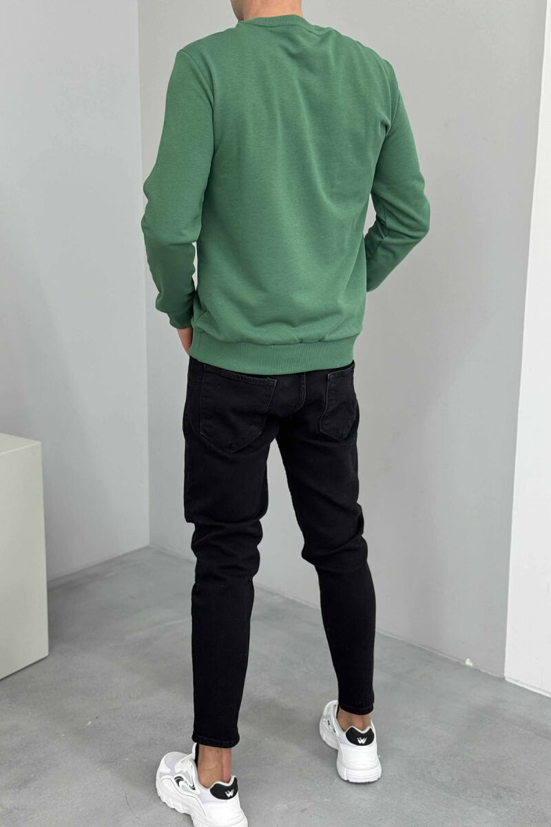 ONE COLOR FRONT WRITTINGS MEN SWEATSHIRT GREEN/JESHILE - 4