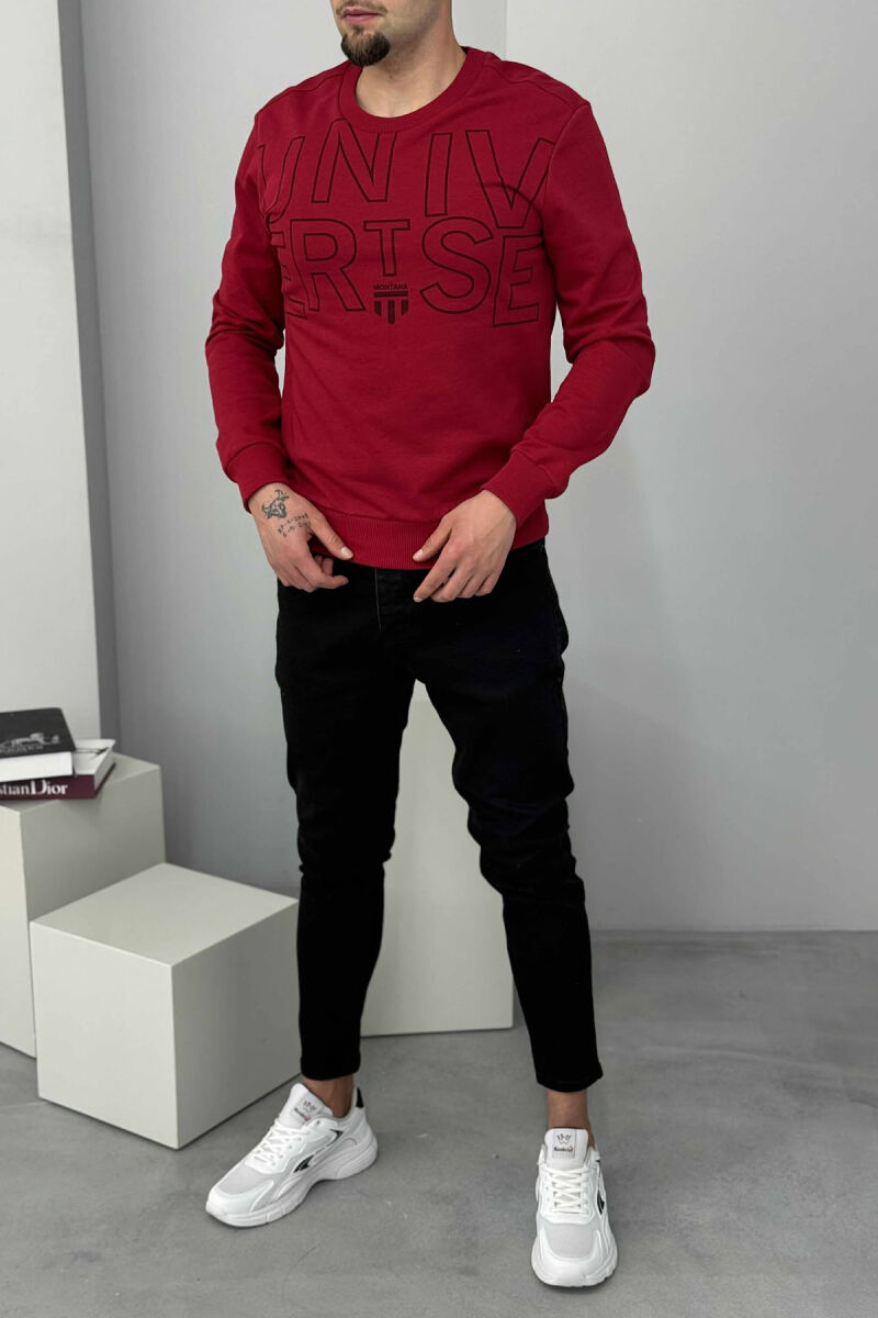 ONE COLOR FRONT WRITTINGS MEN SWEATSHIRT RED/E KUQE - 1
