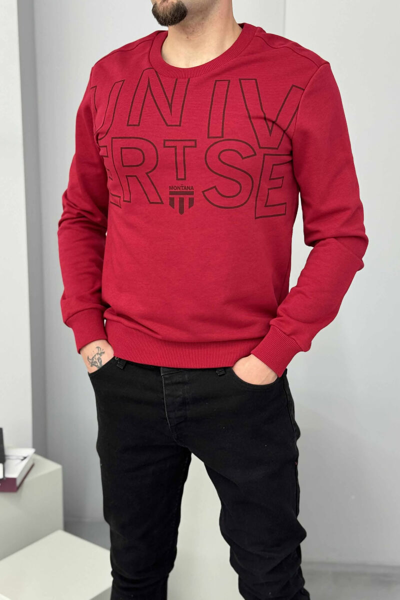 ONE COLOR FRONT WRITTINGS MEN SWEATSHIRT RED/E KUQE - 2