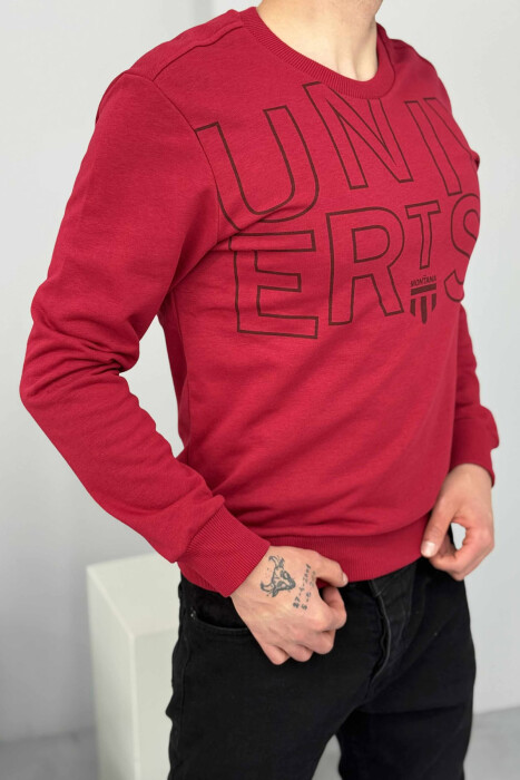 ONE COLOR FRONT WRITTINGS MEN SWEATSHIRT RED/E KUQE - 3
