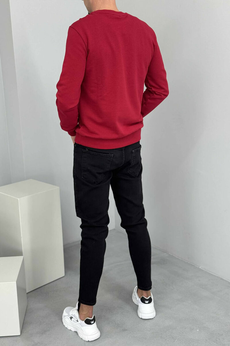 ONE COLOR FRONT WRITTINGS MEN SWEATSHIRT RED/E KUQE - 4