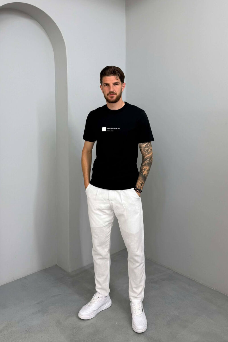 ONE COLOR FRONT WRITTINGS MEN T-SHIRT BLACK/ E ZEZE - 3