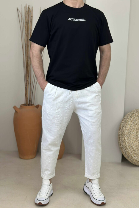ONE COLOR FRONT WRITTINGS MEN T-SHIRT BLACK/ E ZEZE - 2