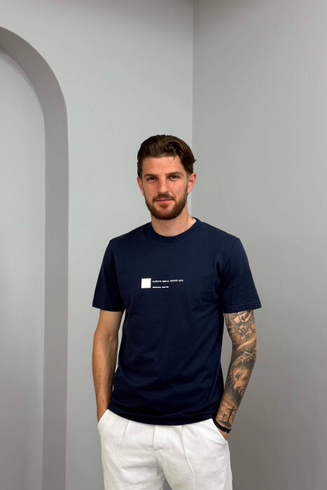 ONE COLOR FRONT WRITTINGS MEN T-SHIRT BLUE/BLU - 1
