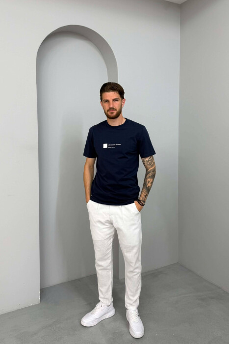 ONE COLOR FRONT WRITTINGS MEN T-SHIRT BLUE/BLU - 3
