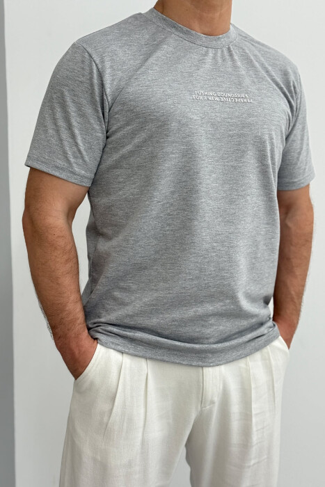 ONE COLOR FRONT WRITTINGS MEN T-SHIRT LIGHT GREY/GZ 