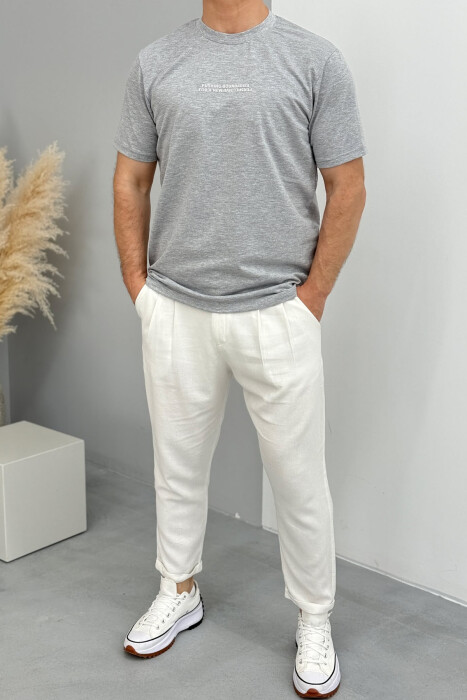 ONE COLOR FRONT WRITTINGS MEN T-SHIRT LIGHT GREY/GZ - 2