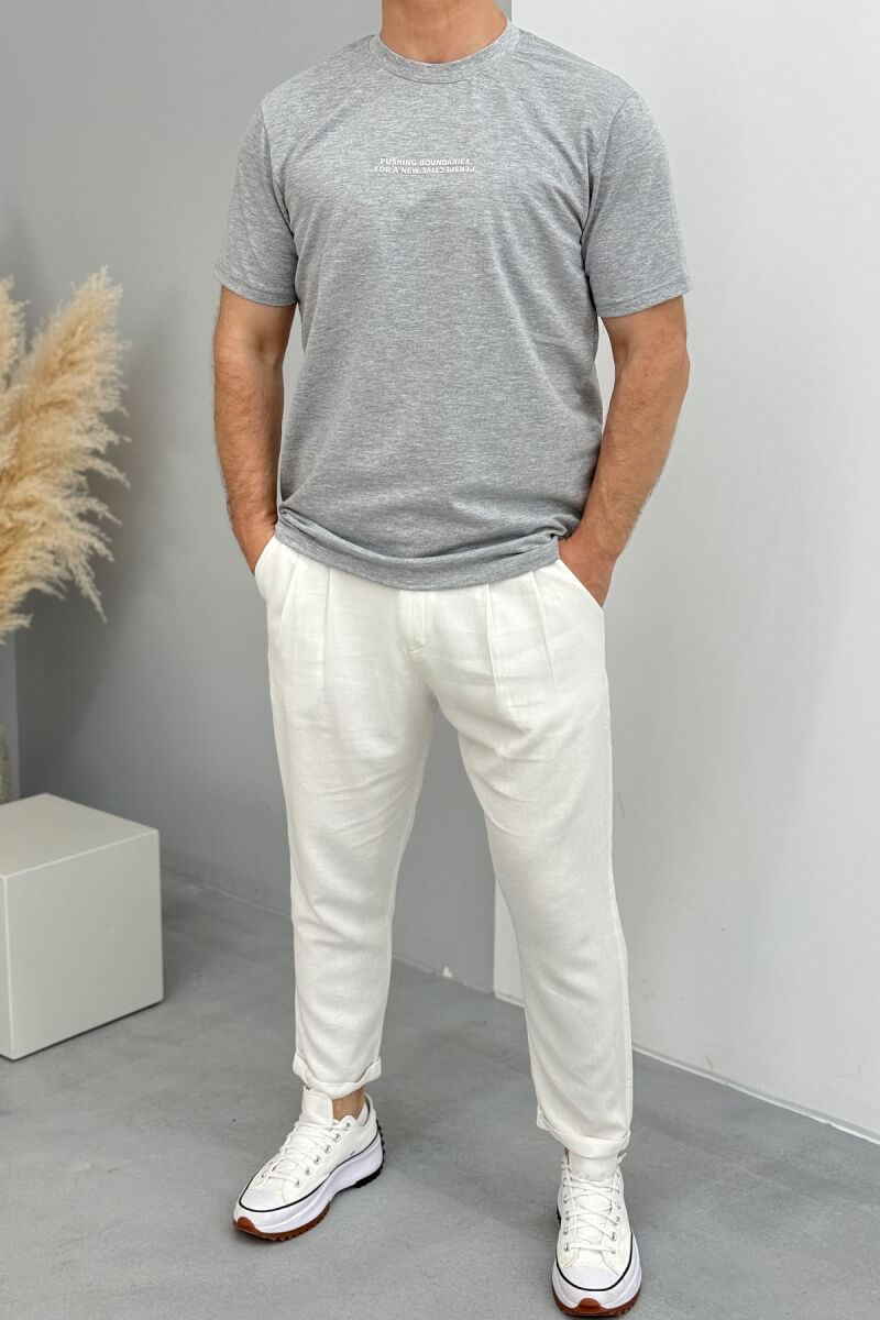 ONE COLOR FRONT WRITTINGS MEN T-SHIRT LIGHT GREY/GZ - 2