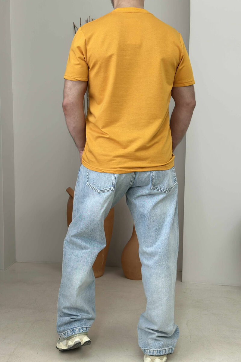 ONE COLOR FRONT WRITTINGS MEN T-SHIRT MUSTARD/MUSTARDE - 3