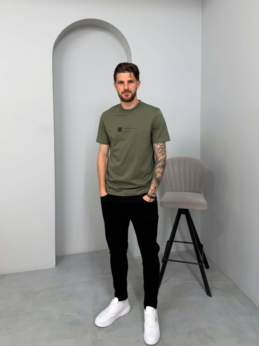 ONE COLOR FRONT WRITTINGS MEN T-SHIRT OLIVE/ULLI - 3