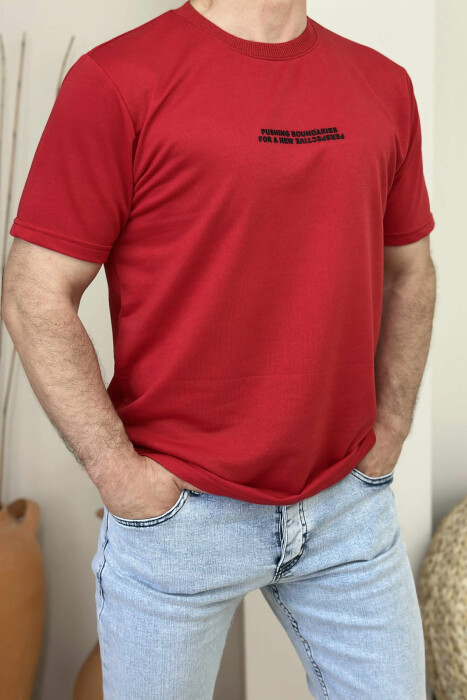 ONE COLOR FRONT WRITTINGS MEN T-SHIRT RED/E KUQE 