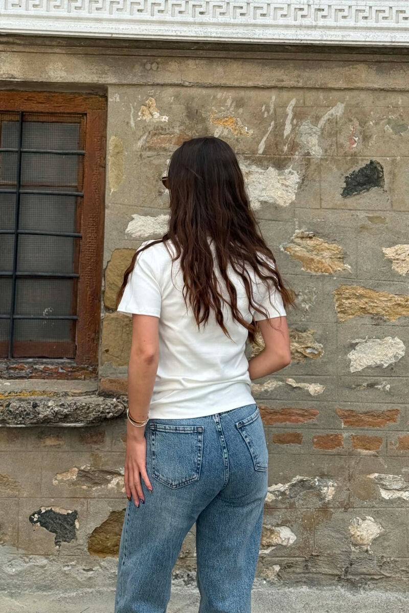 ONE COLOR FRONT WRITTINGS WOMAN T-SHIRT WHITE-E BARDHE - 2