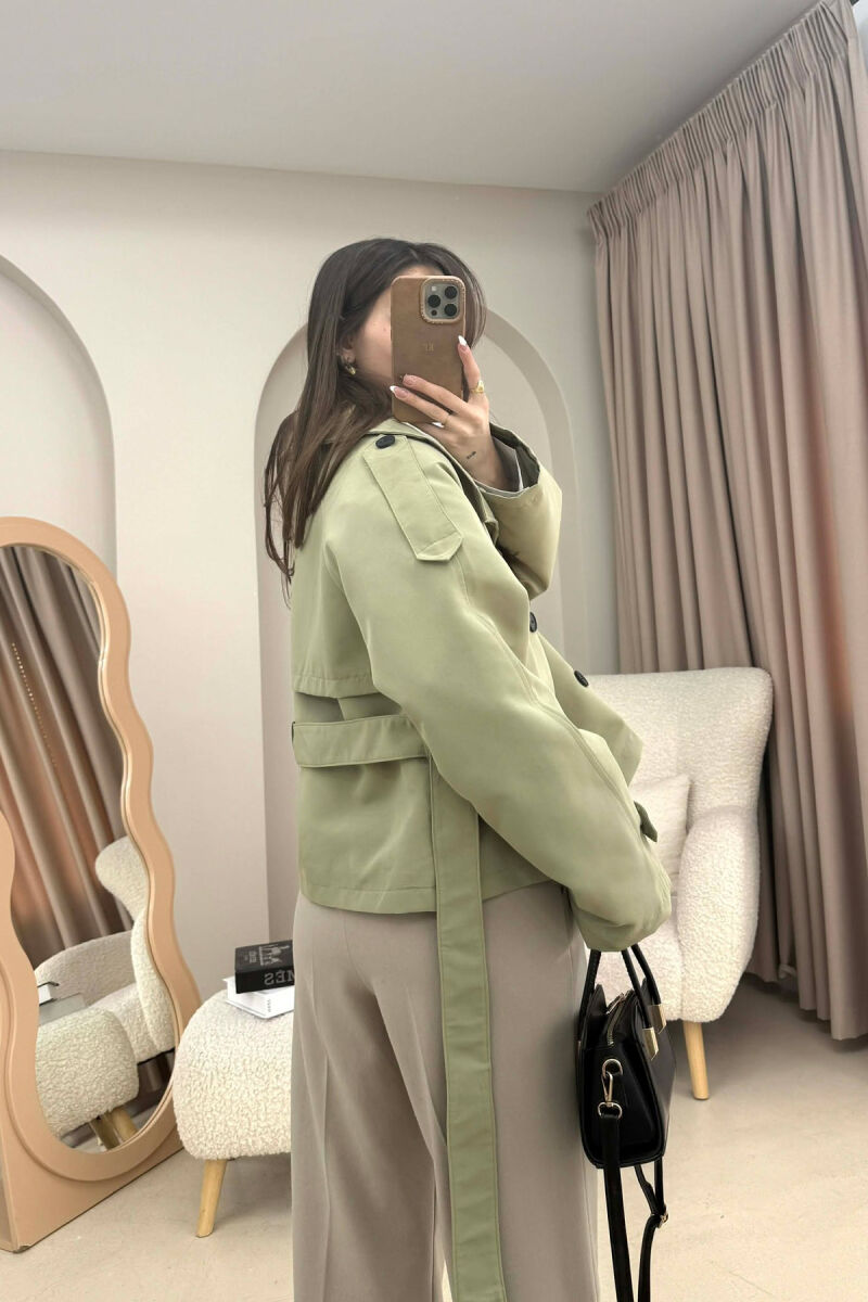 ONE COLOR FUNNEL-NECK SHORT WOMEN JACKET OLIVE/ULLI - 3