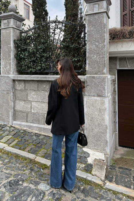 ONE COLOR GOLD BUTTON CLASSIC WOMAN JACKET BLACK/ E ZEZE - 4