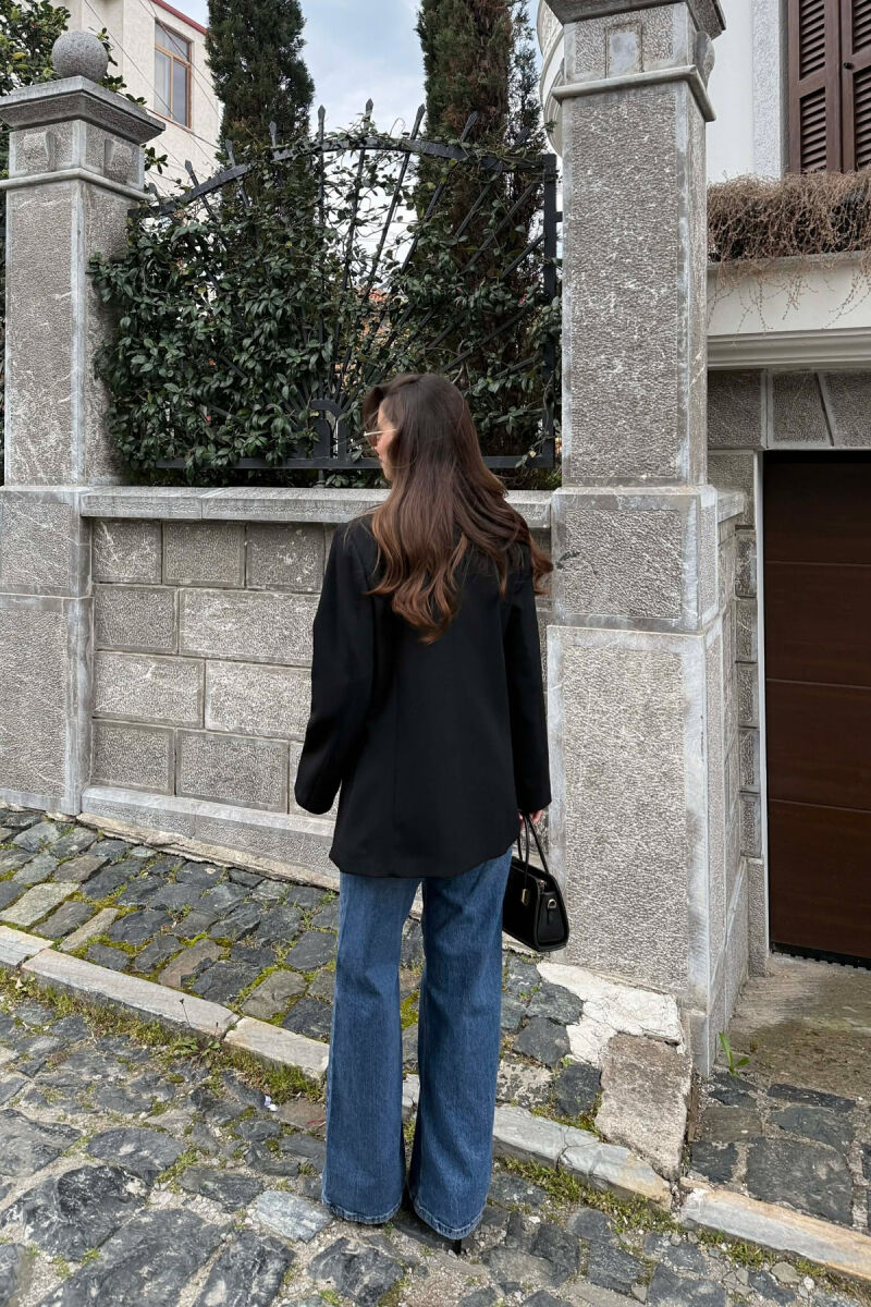 ONE COLOR GOLD BUTTON CLASSIC WOMAN JACKET BLACK/ E ZEZE - 4