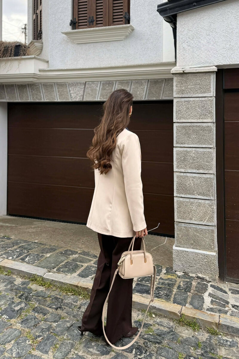 ONE COLOR GOLD BUTTON CLASSIC WOMAN JACKET CREAM/KREM - 2