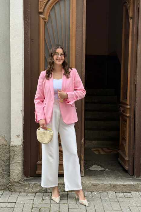 ONE COLOR GOLD BUTTON CLASSIC WOMAN JACKET PINK/ROZE - 