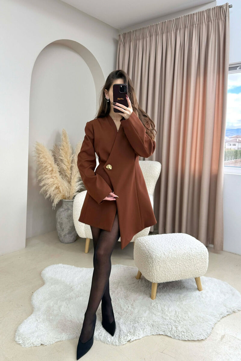 ONE COLOR GOLD BUTTON WOMEN JACKET BROWN/KAFE - 2