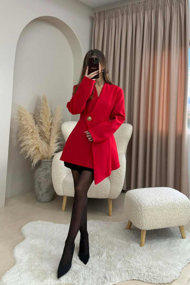ONE COLOR GOLD BUTTON WOMEN JACKET RED/E KUQE - 1