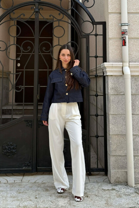 ONE COLOR GOLD BUTTONS DENIM JACKET BLUE/BLU - 3