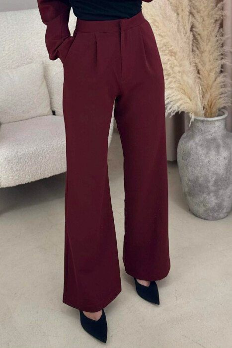ONE COLOR GOLD BUTTONS JACKET+TROUSERS WOMEN SET DARK BURGUNDY/VISHNJE E ERRET - 6