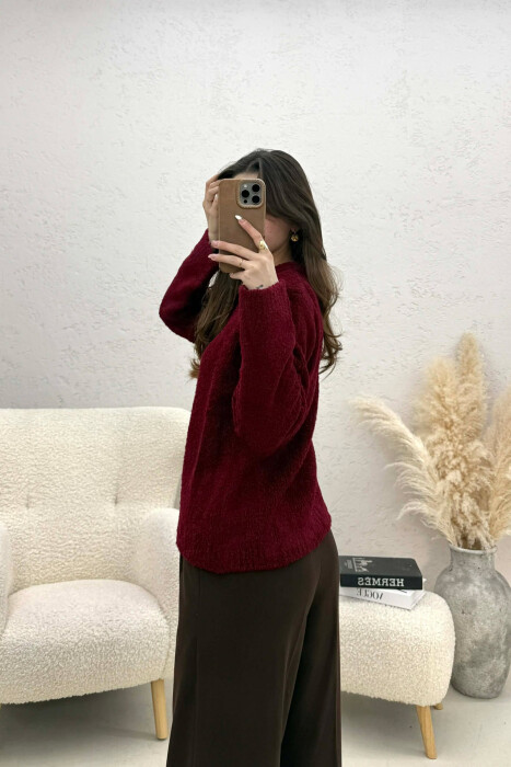 ONE COLOR GOLD BUTTONS WOMEN CARDIGAN BURGUNDY/VISHNJE - 2