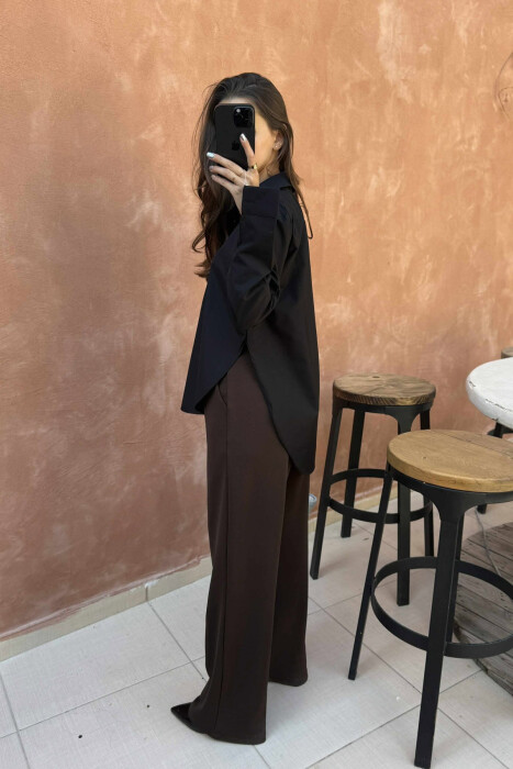 ONE COLOR GOLD BUTTONS WOMEN SHIRT BLACK/ E ZEZE - 3