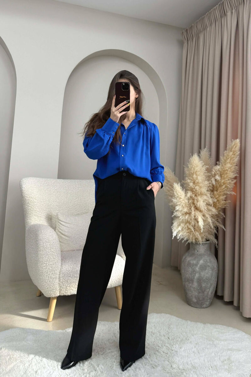 ONE COLOR GOLD BUTTONS WOMEN SHIRT BLUE/BLU - 4