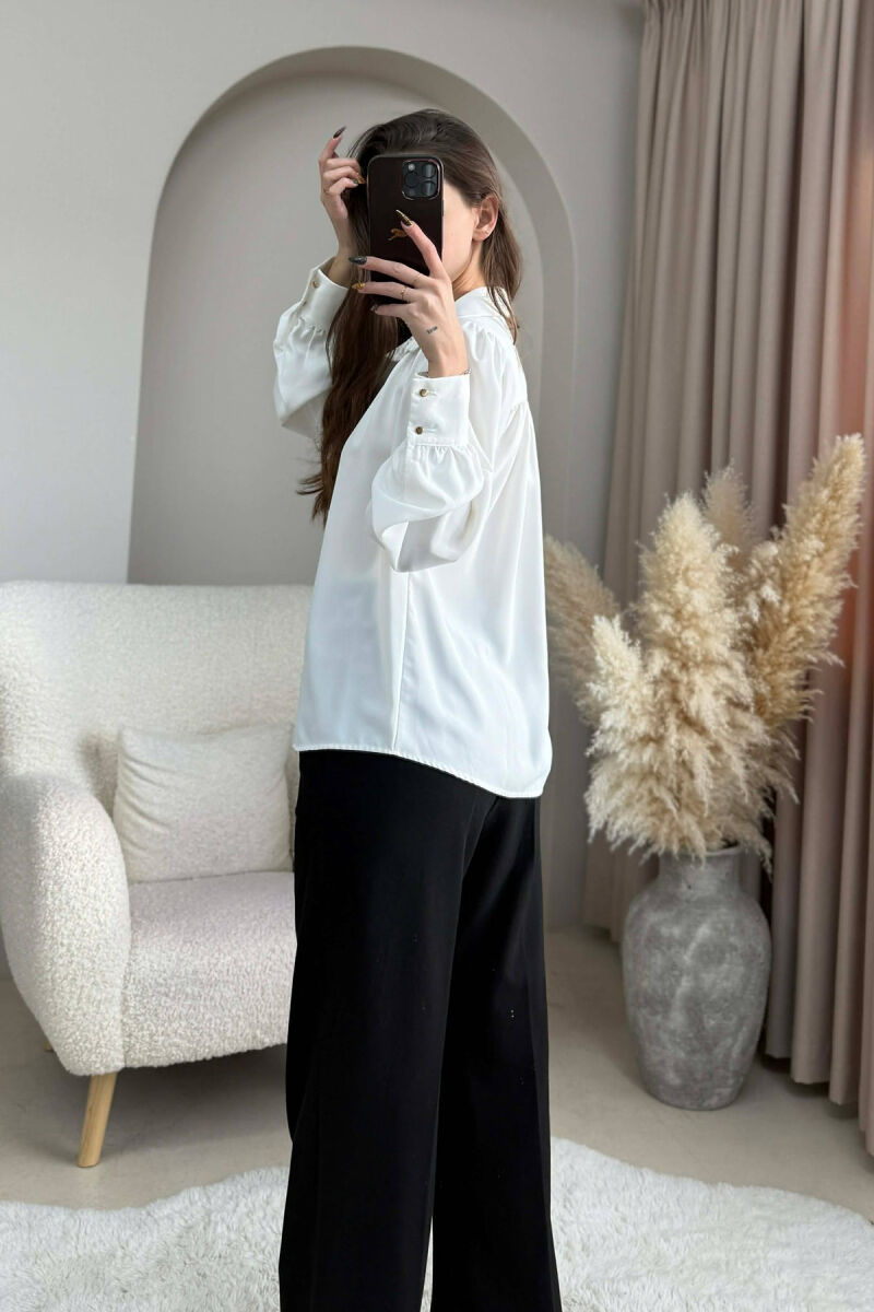 ONE COLOR GOLD BUTTONS WOMEN SHIRT WHITE-E BARDHE - 2