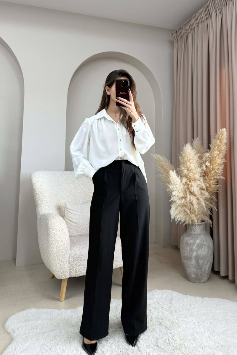 ONE COLOR GOLD BUTTONS WOMEN SHIRT WHITE-E BARDHE - 4