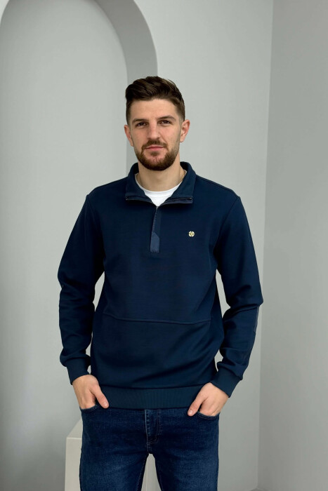ONE COLOR GOLD SMALL LOGO MEN SWEATSHIRT DARK BLUE/BEE - 2