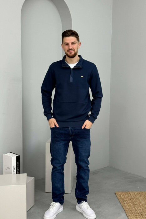 ONE COLOR GOLD SMALL LOGO MEN SWEATSHIRT DARK BLUE/BEE - 4