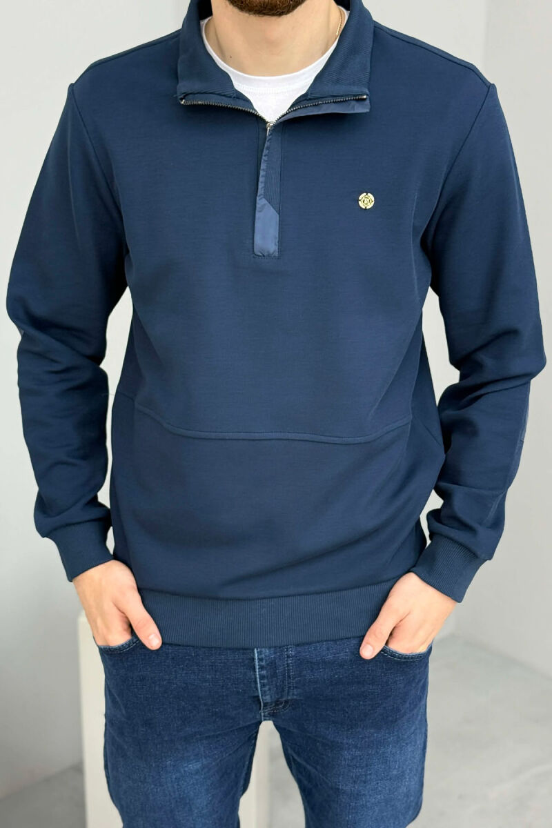 ONE COLOR GOLD SMALL LOGO MEN SWEATSHIRT DARK BLUE/BEE - 1