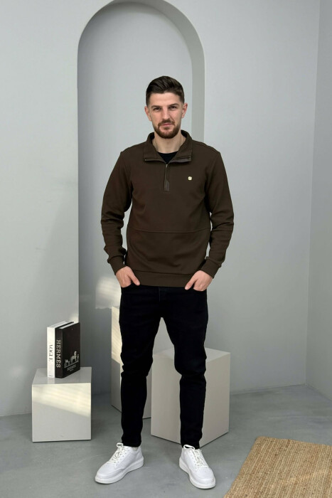 ONE COLOR GOLD SMALL LOGO MEN SWEATSHIRT DARK BROWN/KAE - 2