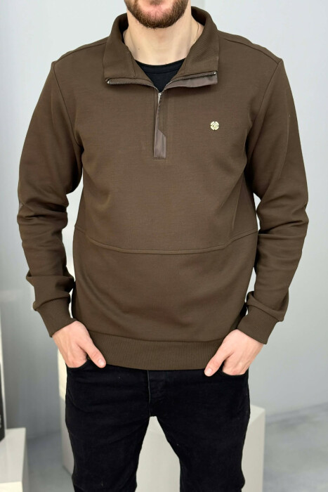ONE COLOR GOLD SMALL LOGO MEN SWEATSHIRT DARK BROWN/KAE - 1