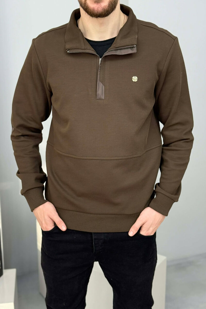 ONE COLOR GOLD SMALL LOGO MEN SWEATSHIRT DARK BROWN/KAE - 1
