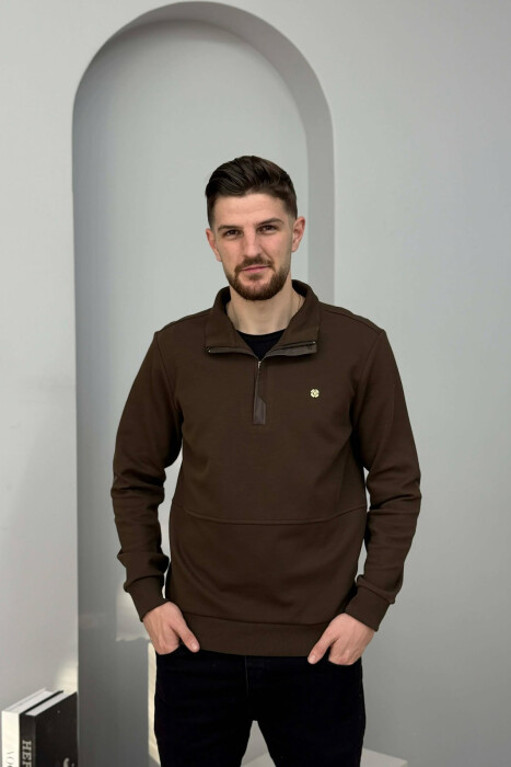 ONE COLOR GOLD SMALL LOGO MEN SWEATSHIRT DARK BROWN/KAE - 4