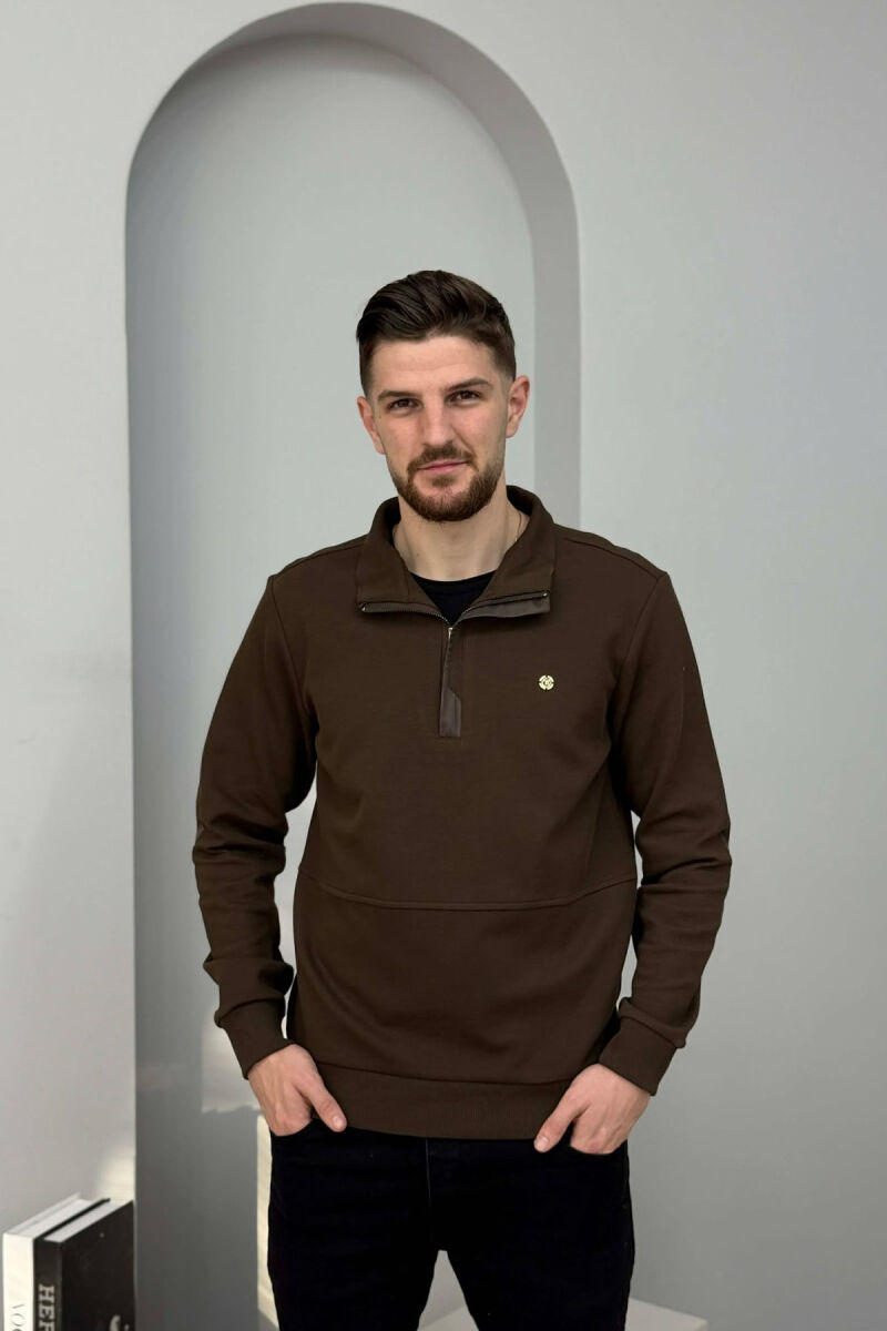 ONE COLOR GOLD SMALL LOGO MEN SWEATSHIRT DARK BROWN/KAE - 4