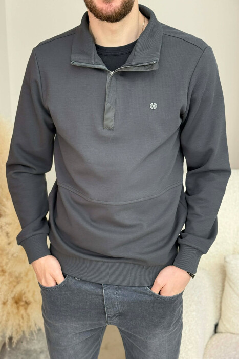 ONE COLOR GOLD SMALL LOGO MEN SWEATSHIRT DARK GREY/GEE - 