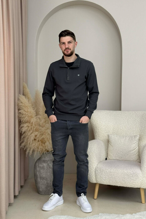 ONE COLOR GOLD SMALL LOGO MEN SWEATSHIRT DARK GREY/GEE - 2