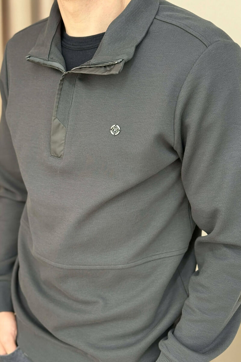 ONE COLOR GOLD SMALL LOGO MEN SWEATSHIRT DARK GREY/GEE - 4