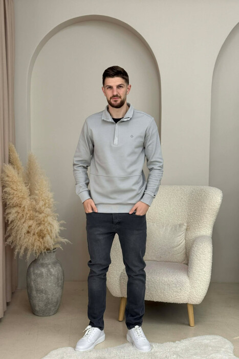 ONE COLOR GOLD SMALL LOGO MEN SWEATSHIRT LIGHT GREY/GZ - 2