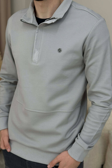 ONE COLOR GOLD SMALL LOGO MEN SWEATSHIRT LIGHT GREY/GZ - 1