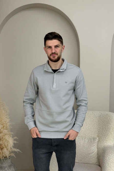 ONE COLOR GOLD SMALL LOGO MEN SWEATSHIRT LIGHT GREY/GZ - 4