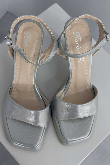 ONE COLOR HIGH HEEL WOMEN SANDAL GREY/GRI - 5