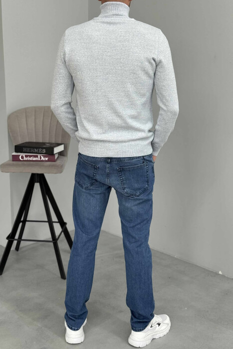 ONE COLOR HIGH NECK MEN SWEATER BABY BLUE/BLU BY - 2