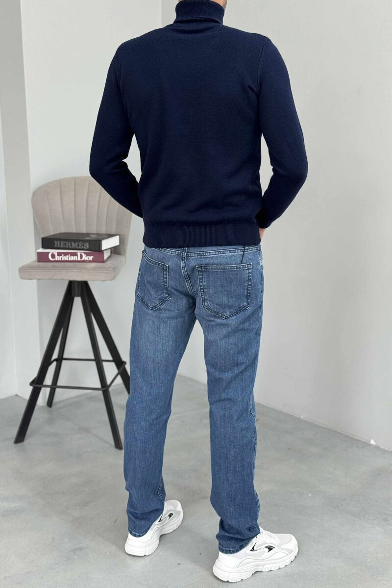 ONE COLOR HIGH NECK MEN SWEATER BLUE/BLU - 2