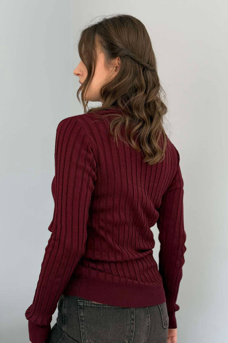 ONE COLOR HIGH NECK WOMEN SWEATER BURGUNDY/VISHNJE - 8